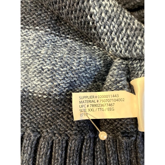 Chaps Old Money Sweater Men's XXL Navy stripe Cotton Pullover Elbow Patches Soft - Picture 10 of 11